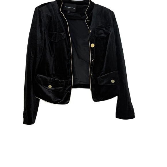 Who What Wear Jackets & Blazers - Chic Black Velvet Jacket with Gold Accents